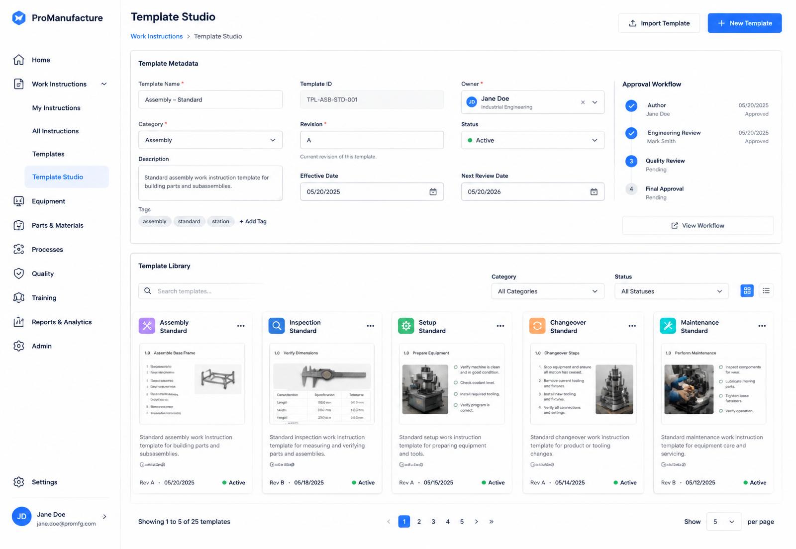 HEKA Template Studio designing a branded A4 work-instruction template